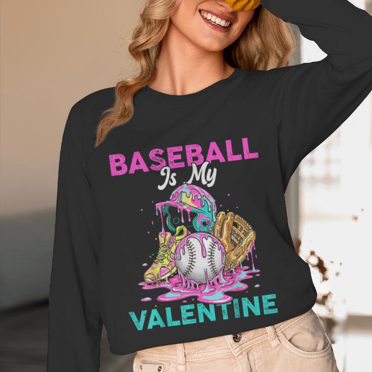 Baseball Is My Valentine Ice Cream Drip Crossed Bats Sport Unisex Long Sleeve T-Shirt Baseball Is My Valentine Ice Cream Drip Crossed Bats Sport Unisex Long Sleeve T-Shirt