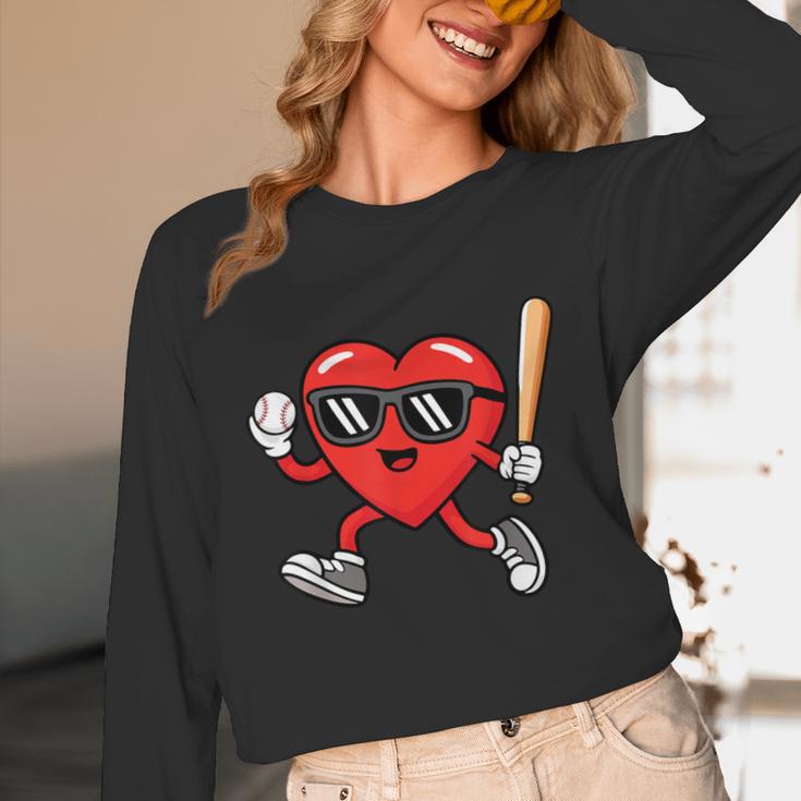 Baseball Valentines Day Heart Boys Sports Love Unisex Long Sleeve T-Shirt