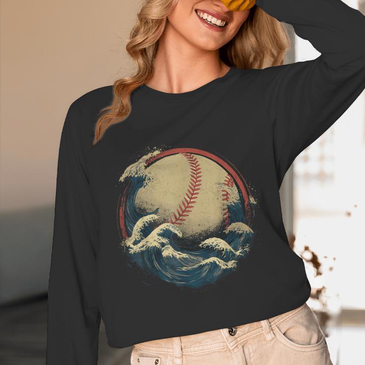 Baseball Waves Ocean Sports Baseball Fans Unisex Long Sleeve T-Shirt Baseball Waves Ocean Sports Baseball Fans Unisex Long Sleeve T-Shirt