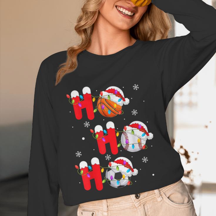 Basketball Baseball Soccer Christmas Ho Ho Ho Santa Xmas Unisex Long Sleeve T-Shirt