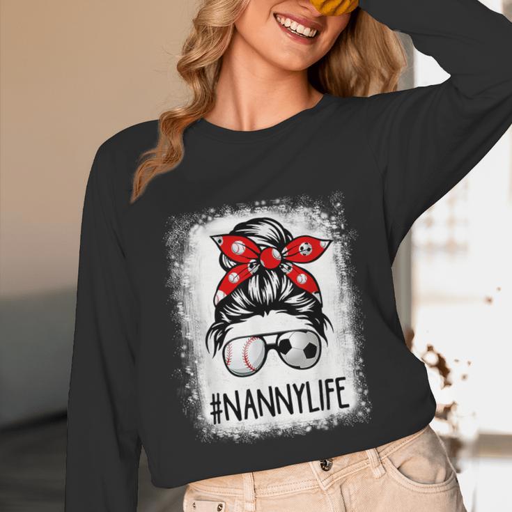 Bleached Nanny Life Soccer Messy Bun Baseball Game Day Unisex Long Sleeve T-Shirt Bleached Nanny Life Soccer Messy Bun Baseball Game Day Unisex Long Sleeve T-Shirt
