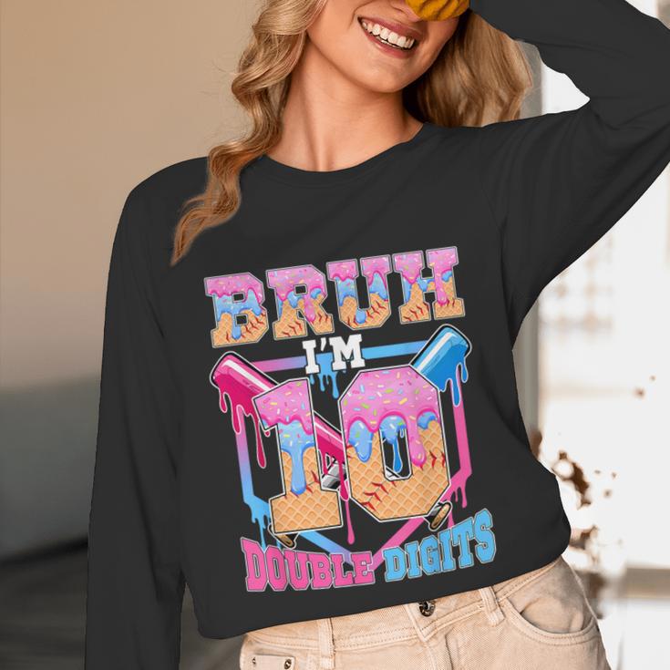 Boys 10 Double Digits 10th Birthday Ice Cream Baseball Drip Unisex Long Sleeve T-Shirt Boys 10 Double Digits 10th Birthday Ice Cream Baseball Drip Unisex Long Sleeve T-Shirt
