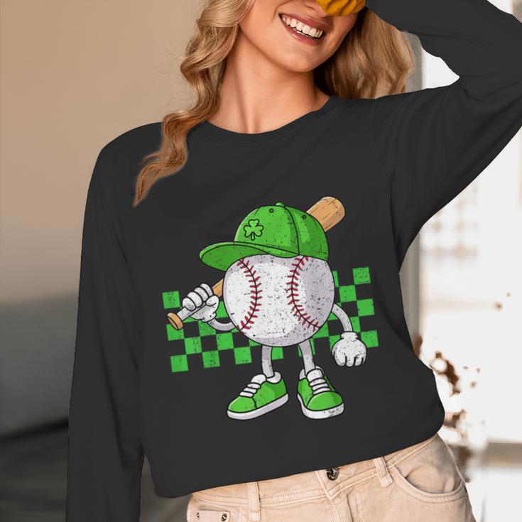 Boys St Patricks Day Baseball Player Pitcher Coach Kids Unisex Long Sleeve T-Shirt