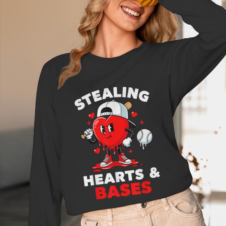 Boys Valentines Baseball Drip Icecream Stealing Hearts Kids Unisex Long Sleeve T-Shirt