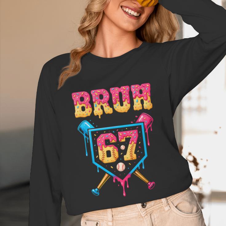 Bruh Baseball Ice Cream Drip Number 67 Player 67th Birthday Unisex Long Sleeve T-Shirt
