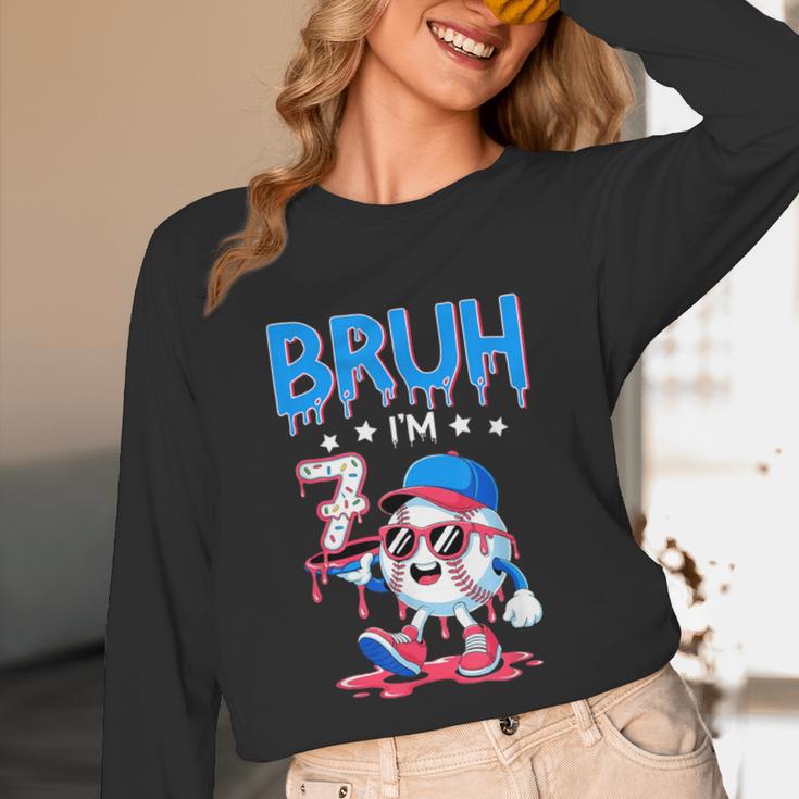Bruh I'm 7 Baseball Ice Cream Drip It's My 7th Birthday Unisex Long Sleeve T-Shirt Bruh I'm 7 Baseball Ice Cream Drip It's My 7th Birthday Unisex Long Sleeve T-Shirt