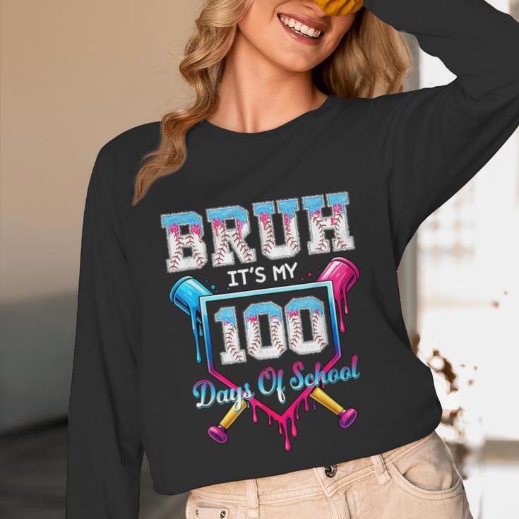 Bruh It's My 100 Days Of School Baseball Ice Cream Drip Boys Unisex Long Sleeve T-Shirt Bruh It's My 100 Days Of School Baseball Ice Cream Drip Boys Unisex Long Sleeve T-Shirt