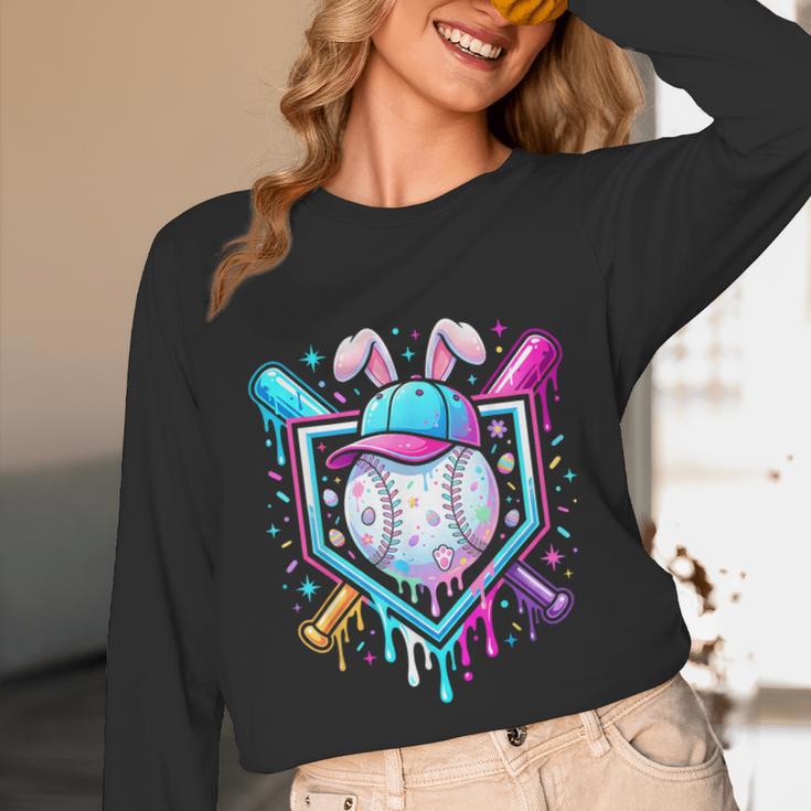 Bunny Baseball Hat With Ice Cream Easter Day Boys Kids Girls Unisex Long Sleeve T-Shirt