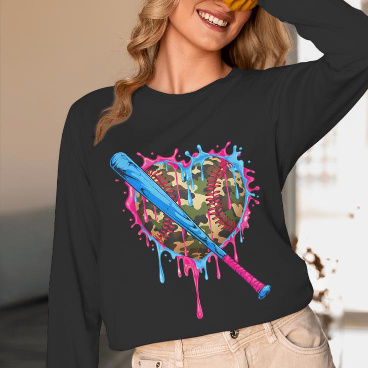 Camo Baseball Heart Drip Valentine Baseball Icecream Boys Unisex Long Sleeve T-Shirt