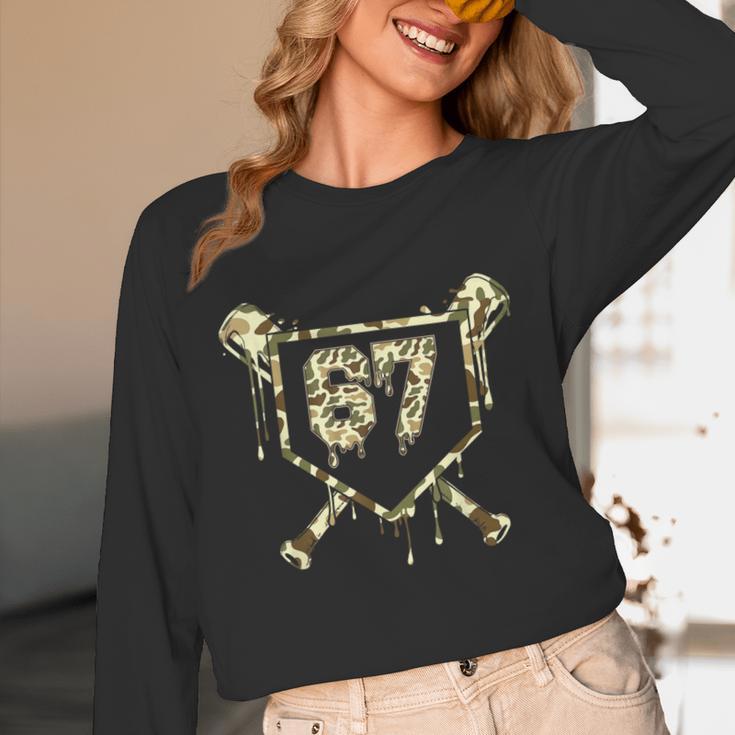 Camo Baseball Ice Cream Drip Number 67 Player 67th Birthday Unisex Long Sleeve T-Shirt Camo Baseball Ice Cream Drip Number 67 Player 67th Birthday Unisex Long Sleeve T-Shirt