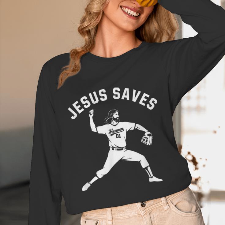 Christian Jesus Saves Baseball Pitcher Heaven 01 Sports Unisex Long Sleeve T-Shirt Christian Jesus Saves Baseball Pitcher Heaven 01 Sports Unisex Long Sleeve T-Shirt