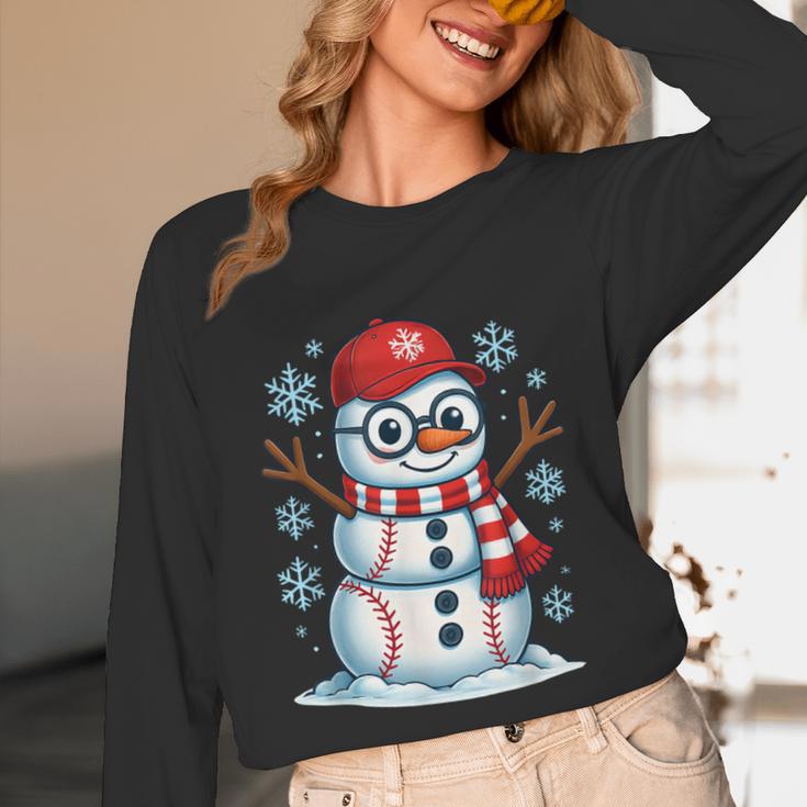 Christmas Baseball Snowman Xmas Pajamas Women Men Boys Unisex Long Sleeve T-Shirt Christmas Baseball Snowman Xmas Pajamas Women Men Boys Unisex Long Sleeve T-Shirt