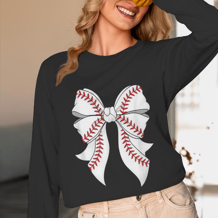 Cute Baseball Coquette Bow For Women Girls Baseball Mama Mom Unisex Long Sleeve T-Shirt Cute Baseball Coquette Bow For Women Girls Baseball Mama Mom Unisex Long Sleeve T-Shirt