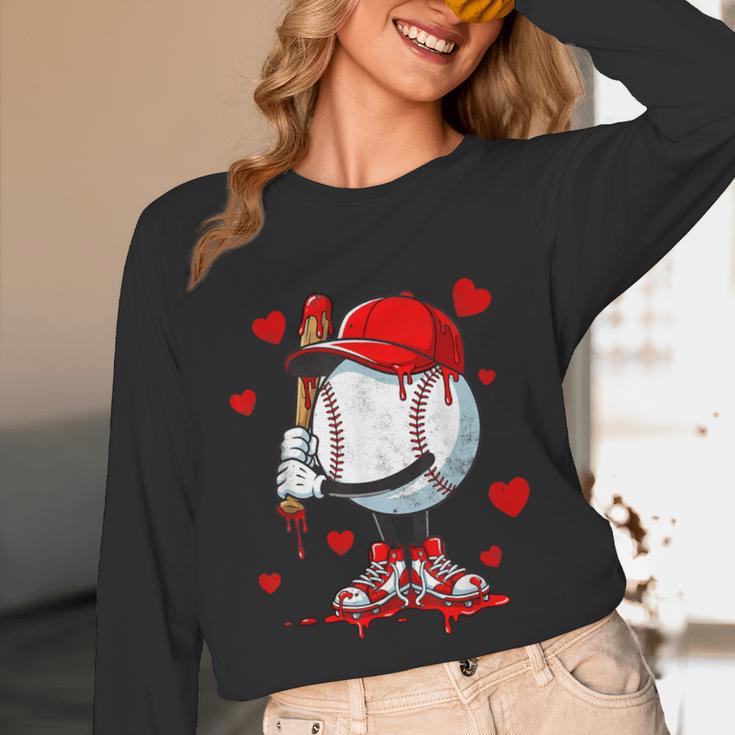 Cute Dripping Baseball Lover Valentines Day Boys Kids Unisex Long Sleeve T-Shirt