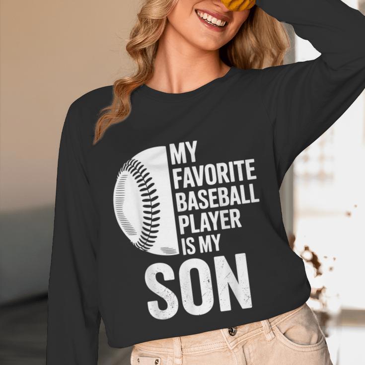 Cute Favorite Baseball Player Is My Son Women Men Unisex Long Sleeve T-Shirt Cute Favorite Baseball Player Is My Son Women Men Unisex Long Sleeve T-Shirt