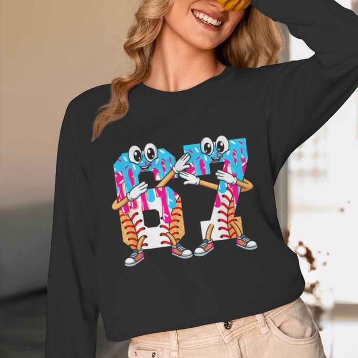 Dabbing Baseball Ice Cream Drip Number 67 Birthday Party Unisex Long Sleeve T-Shirt Dabbing Baseball Ice Cream Drip Number 67 Birthday Party Unisex Long Sleeve T-Shirt