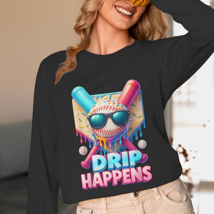 Drip Happens Baseball Ice Cream Bat And Ball With Sunglasses Unisex Long Sleeve T-Shirt