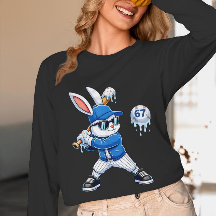 Dripping Drip Baseball Rabbit Bunny Easter Men Boy Kid Unisex Long Sleeve T-Shirt