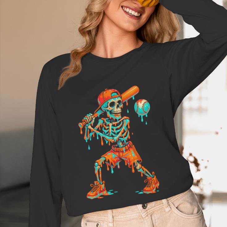Halloween Baseball Skeleton Ice Cream Drip Baseball Boys Kid Unisex Long Sleeve T-Shirt Halloween Baseball Skeleton Ice Cream Drip Baseball Boys Kid Unisex Long Sleeve T-Shirt