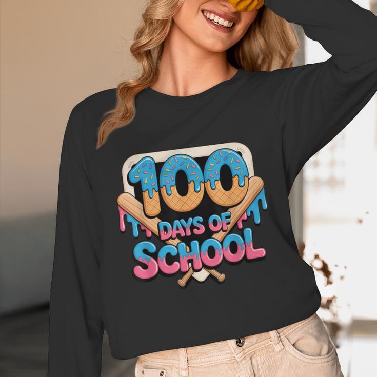 Happy 100 Days Of School Baseball Drip For Kids Teachers Unisex Long Sleeve T-Shirt