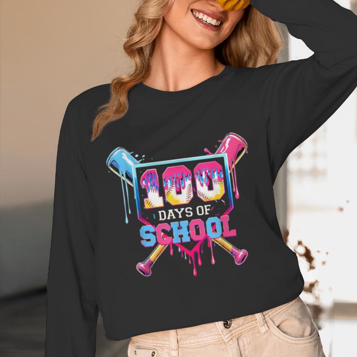 Happy 100 Days Of School Baseball Drip Theme Party 100th Day Unisex Long Sleeve T-Shirt Happy 100 Days Of School Baseball Drip Theme Party 100th Day Unisex Long Sleeve T-Shirt
