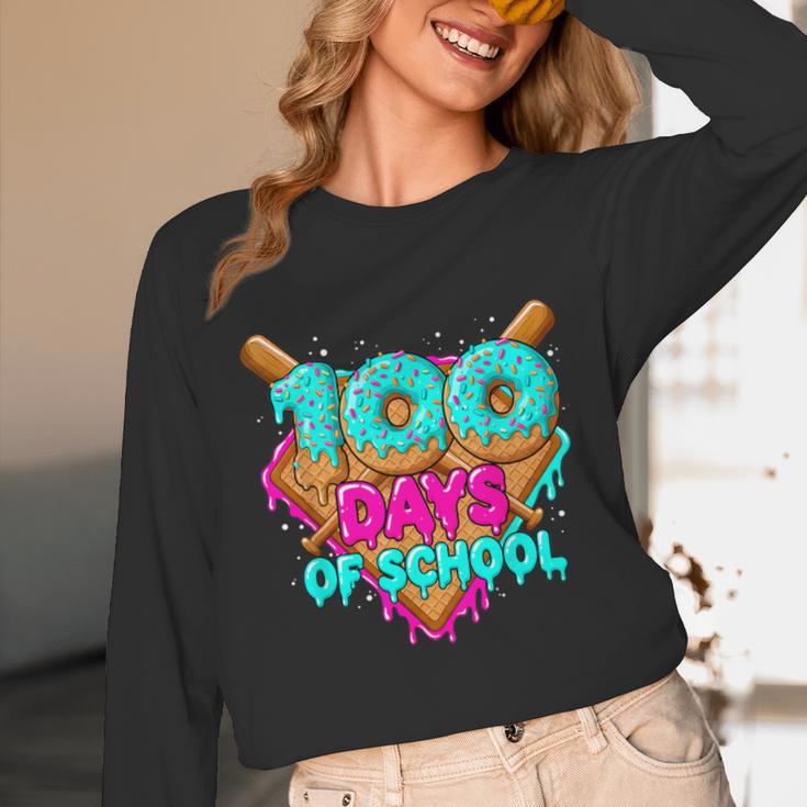 Happy 100 Days Of School Costume Baseball Drip Ice Cream Unisex Long Sleeve T-Shirt Happy 100 Days Of School Costume Baseball Drip Ice Cream Unisex Long Sleeve T-Shirt