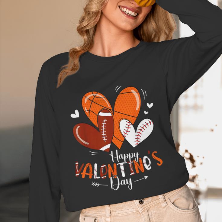 Happy Valentines Day Basketball Baseball Football Boys Unisex Long Sleeve T-Shirt Happy Valentines Day Basketball Baseball Football Boys Unisex Long Sleeve T-Shirt