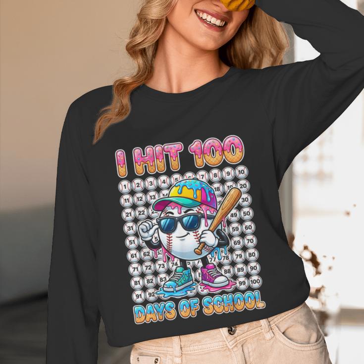 I Hit 100 Days Of School Baseball Ice Cram Drip 100th Boys Unisex Long Sleeve T-Shirt I Hit 100 Days Of School Baseball Ice Cram Drip 100th Boys Unisex Long Sleeve T-Shirt
