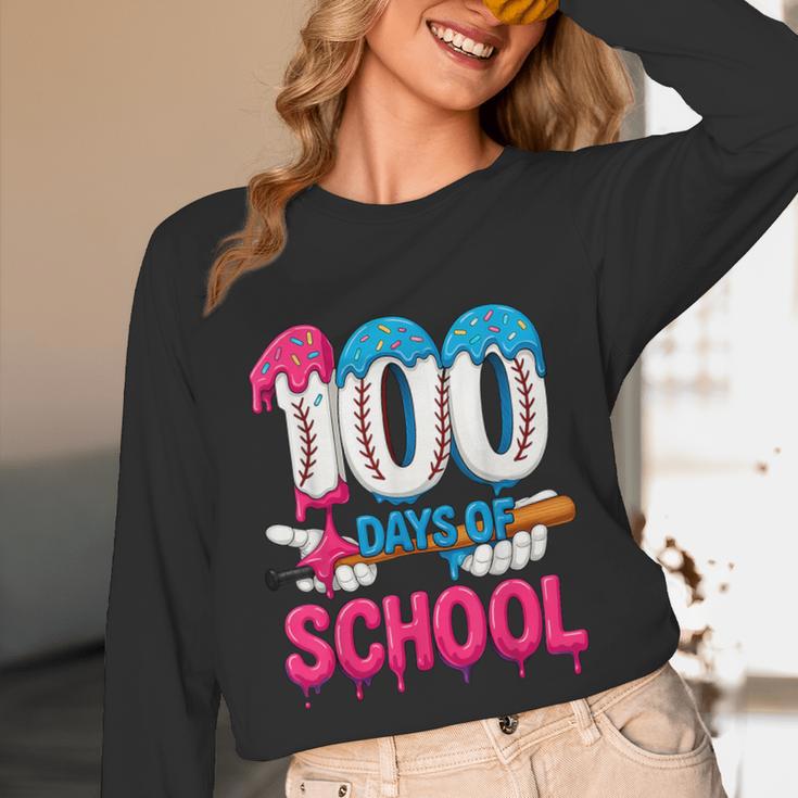 HUGvyn 100 Days Of School Baseball Ice Cream Teacher Student Unisex Long Sleeve T-Shirt