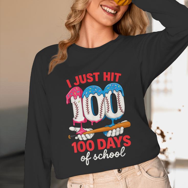 HUGvyn I Just Hit 100 Days Of School Baseball Ice Cream Boys Unisex Long Sleeve T-Shirt HUGvyn I Just Hit 100 Days Of School Baseball Ice Cream Boys Unisex Long Sleeve T-Shirt