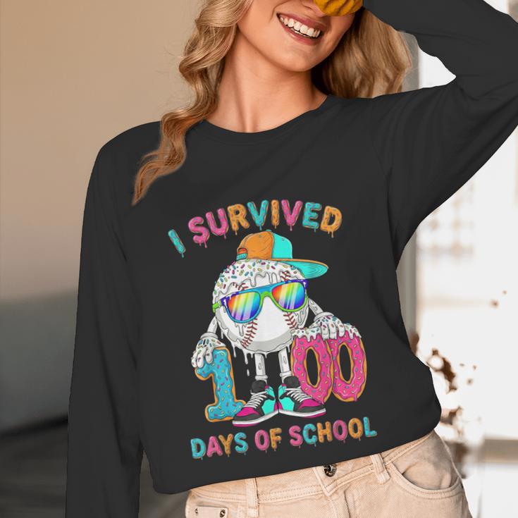 HUGvyn I Survived 100 Days Of School Baseball 6 7 Ice Cream Unisex Long Sleeve T-Shirt