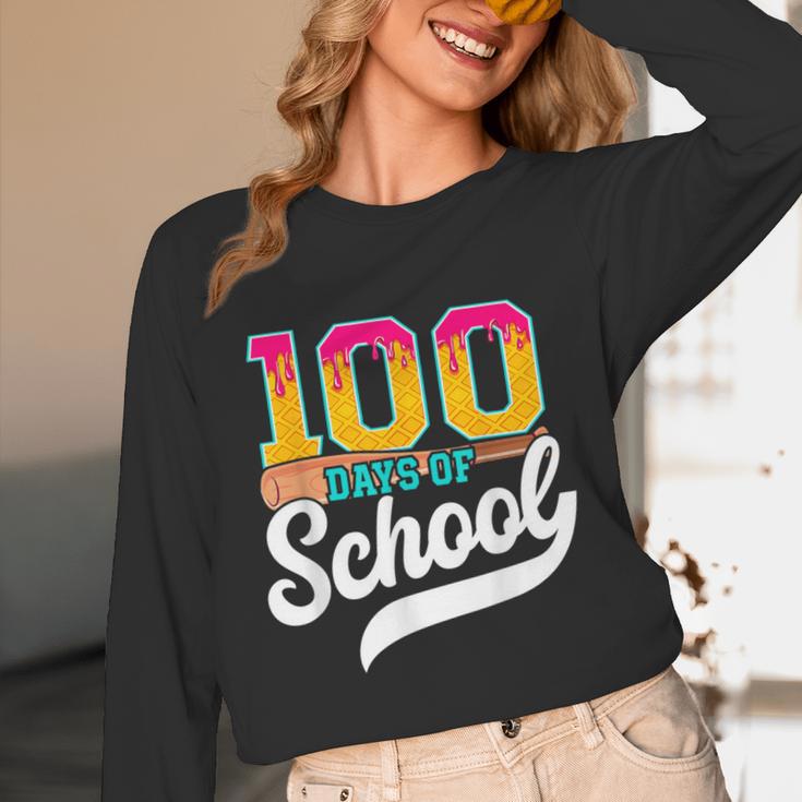 Ice Cream Drip 100 Days Of School Baseball Boys 100th Day Unisex Long Sleeve T-Shirt Ice Cream Drip 100 Days Of School Baseball Boys 100th Day Unisex Long Sleeve T-Shirt