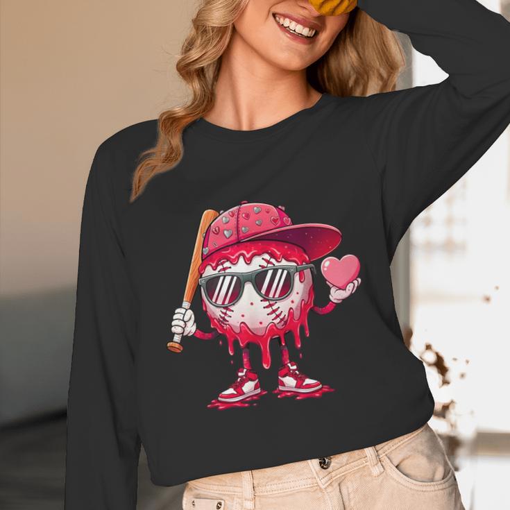 Ice Cream Drip Baseball Valentine's Day Spots Baseball Drip Unisex Long Sleeve T-Shirt