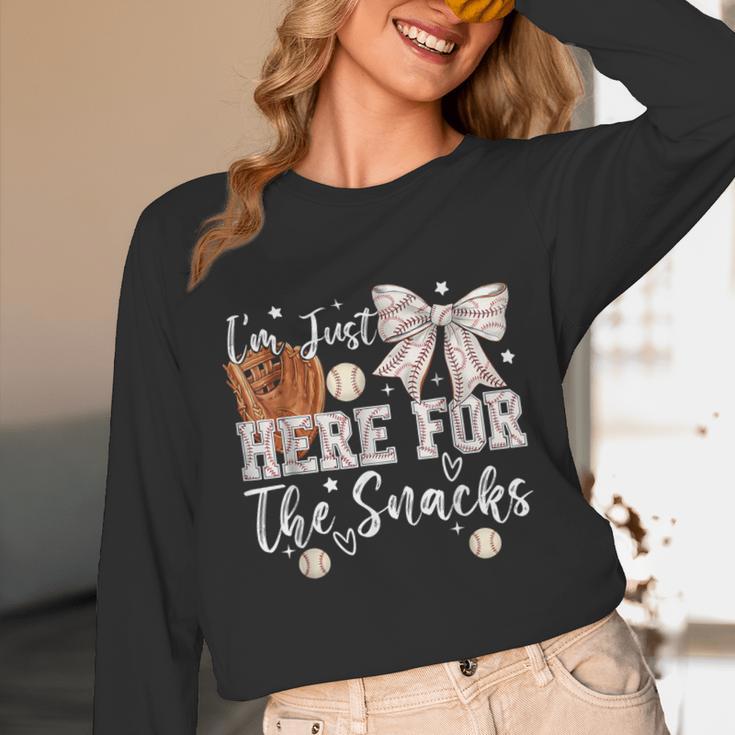 I'm Just Here For The Snacks Baseball Coquette Game Day Girl Unisex Long Sleeve T-Shirt I'm Just Here For The Snacks Baseball Coquette Game Day Girl Unisex Long Sleeve T-Shirt