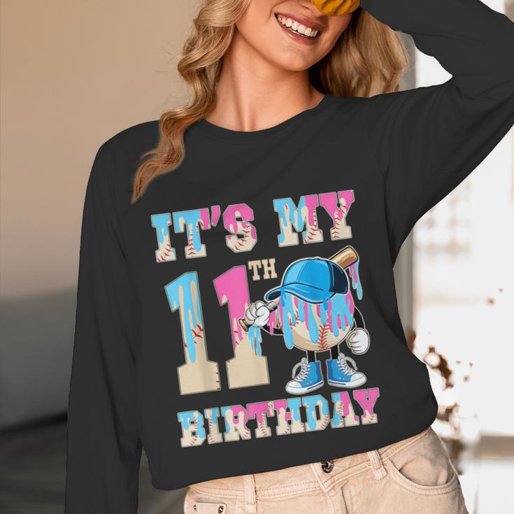 It's My 11th Birthday Baseball Ice Cream Drip Theme Unisex Long Sleeve T-Shirt