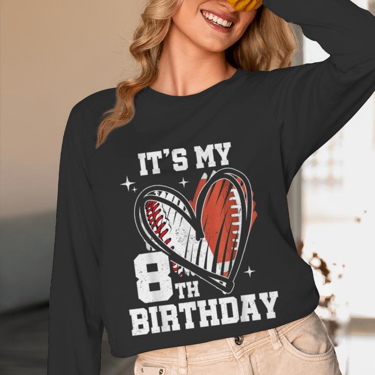 It's My 8th Birthday Baseball Football Heart 8 Year Old Unisex Long Sleeve T-Shirt It's My 8th Birthday Baseball Football Heart 8 Year Old Unisex Long Sleeve T-Shirt