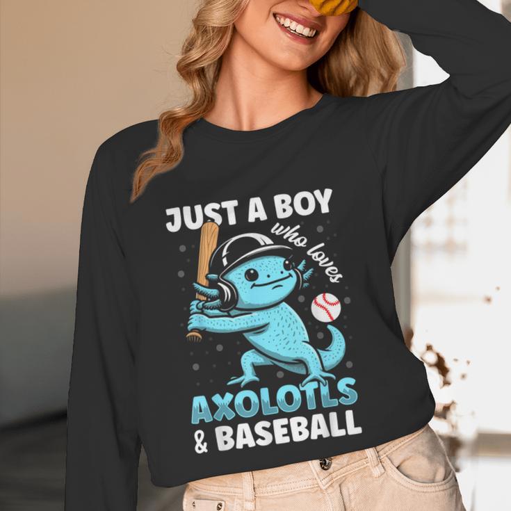 Just A Boy Who Loves Axolotls & Baseball Unisex Long Sleeve T-Shirt