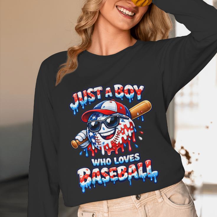 Just A Boy Who Loves Baseball Patriotic Drip For Youth Boys Unisex Long Sleeve T-Shirt Just A Boy Who Loves Baseball Patriotic Drip For Youth Boys Unisex Long Sleeve T-Shirt