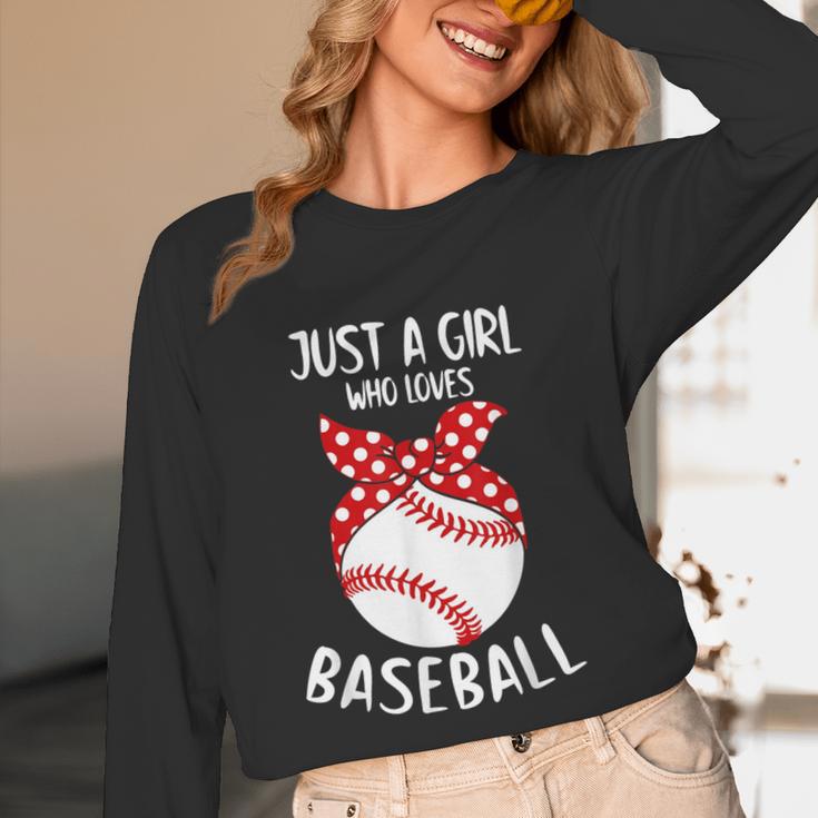Just A Girl Who Loves Baseball Cute Retro Baseball Lover Unisex Long Sleeve T-Shirt Just A Girl Who Loves Baseball Cute Retro Baseball Lover Unisex Long Sleeve T-Shirt