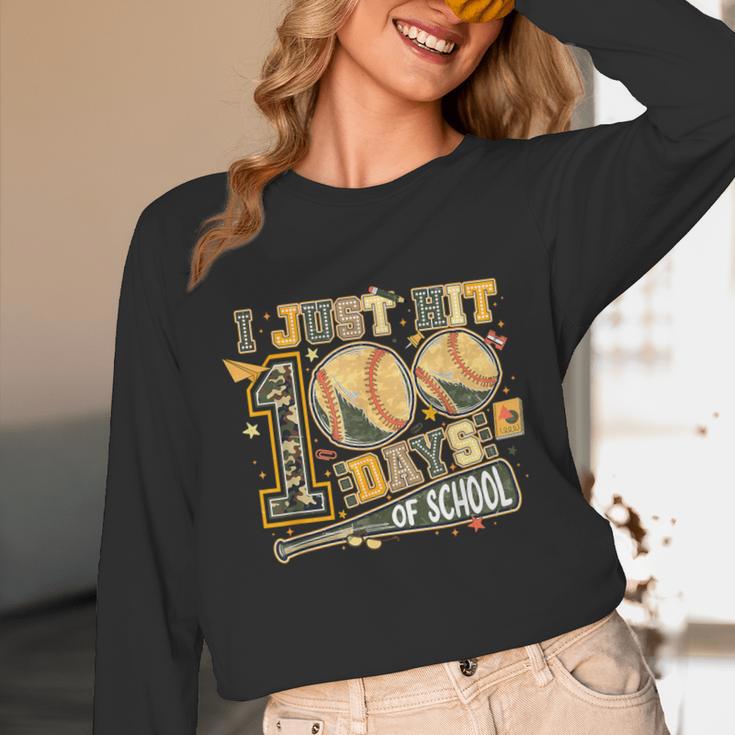 I Just Hit 100 Days Of School Baseball Teacher Student Retro Unisex Long Sleeve T-Shirt I Just Hit 100 Days Of School Baseball Teacher Student Retro Unisex Long Sleeve T-Shirt