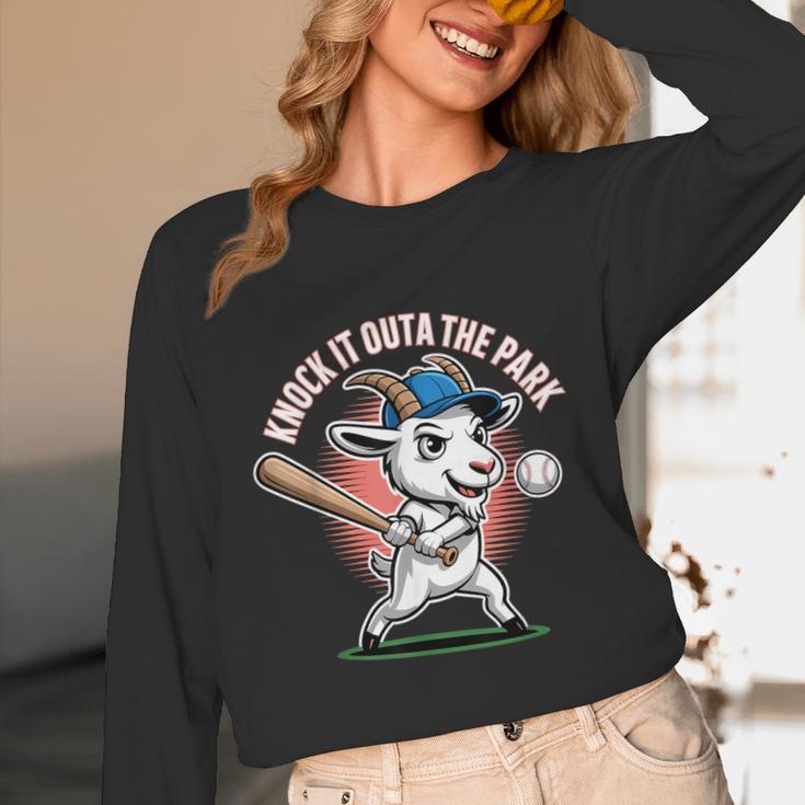 Knock It Outa The Park Baseball Goat Home Run Unisex Long Sleeve T-Shirt