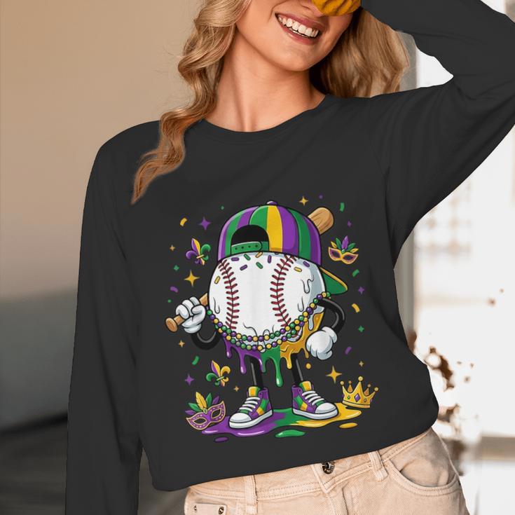 Mardi Gras Ice Cream Drip Baseball Carnival Party Mask Boys Unisex Long Sleeve T-Shirt Mardi Gras Ice Cream Drip Baseball Carnival Party Mask Boys Unisex Long Sleeve T-Shirt