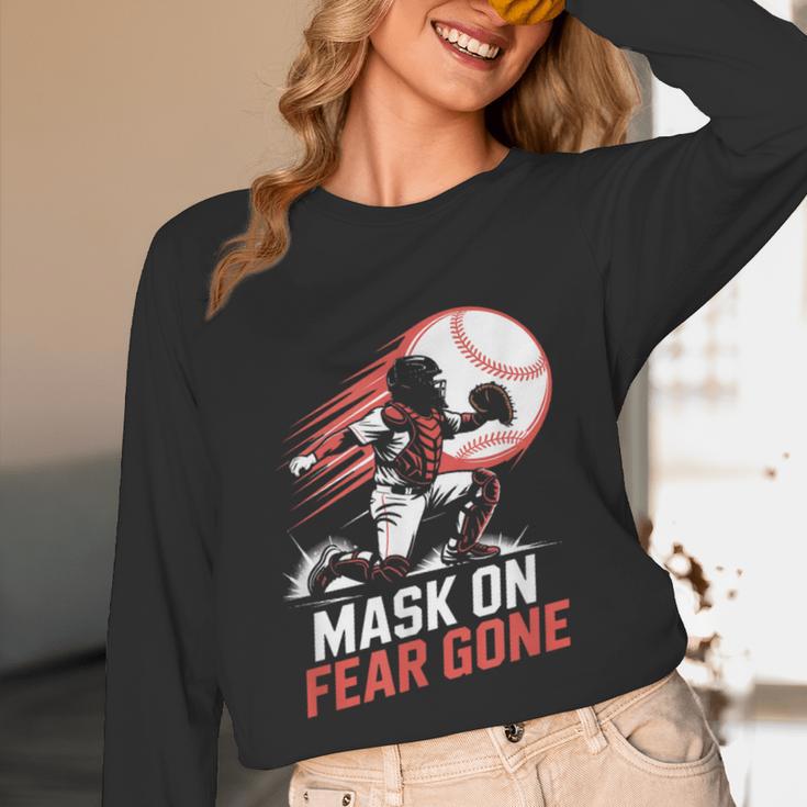 Mask On Fear Gone Baseball Catcher Softball Unisex Long Sleeve T-Shirt Mask On Fear Gone Baseball Catcher Softball Unisex Long Sleeve T-Shirt