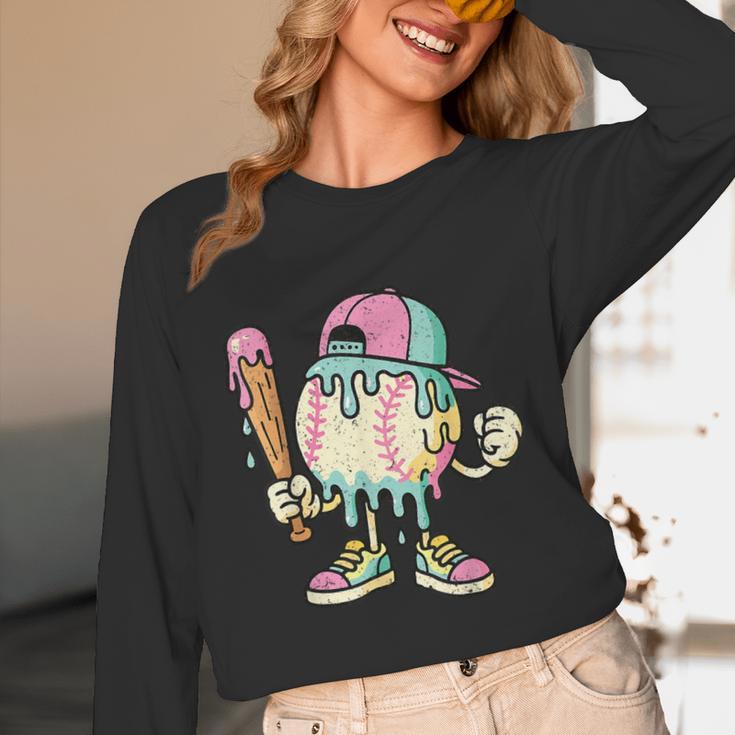 Melted Ice-Cream Baseball Mascot Pastel Pop Unisex Long Sleeve T-Shirt Melted Ice-Cream Baseball Mascot Pastel Pop Unisex Long Sleeve T-Shirt