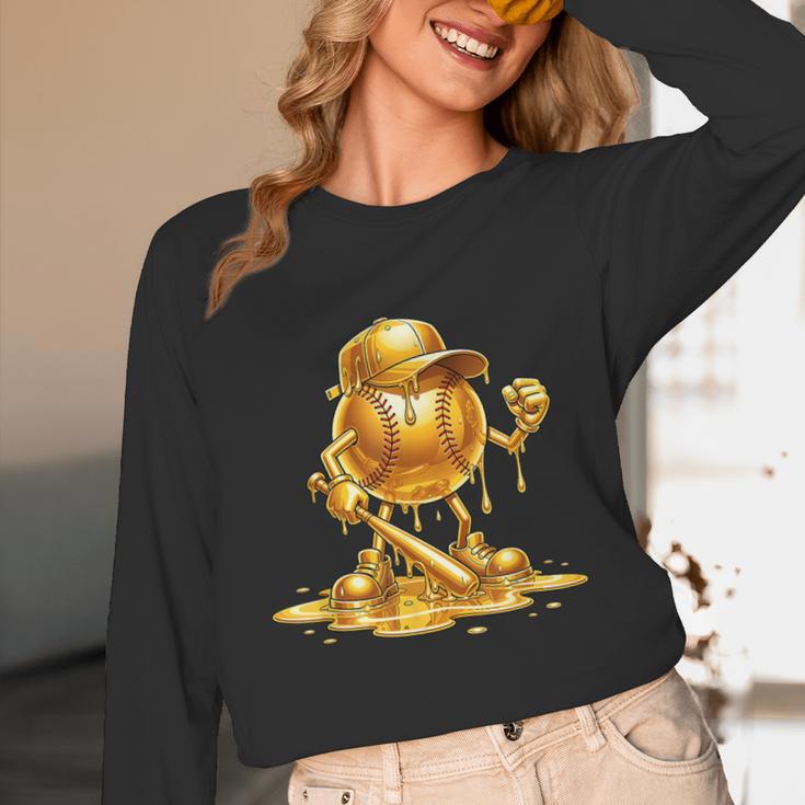 Melting Baseball Mascot Slugger Bat Cap Cartoon Unisex Long Sleeve T-Shirt Melting Baseball Mascot Slugger Bat Cap Cartoon Unisex Long Sleeve T-Shirt