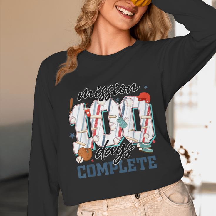 Mission 100 Days Complete Baseball 100th Day Of School Boys Unisex Long Sleeve T-Shirt