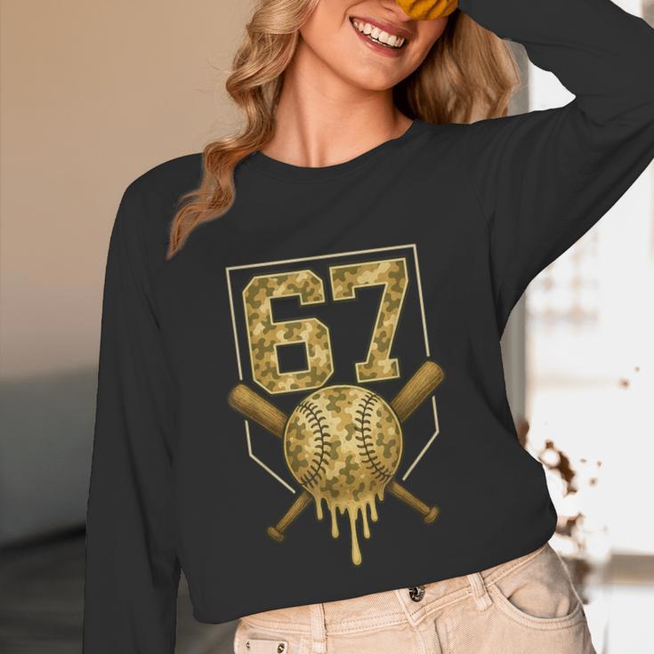 Number 67 Baseball Drip Camo Six Seven Meme Boys Kids Unisex Long Sleeve T-Shirt Number 67 Baseball Drip Camo Six Seven Meme Boys Kids Unisex Long Sleeve T-Shirt