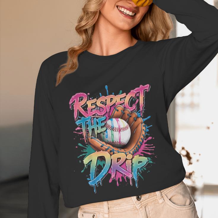 Respect The Drip Baseball Drip Glove Youth Boys Girls Player Unisex Long Sleeve T-Shirt Respect The Drip Baseball Drip Glove Youth Boys Girls Player Unisex Long Sleeve T-Shirt
