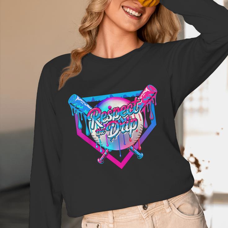 Respect The Drip Baseball Ice Cream For Kids Boys Youth Unisex Long Sleeve T-Shirt