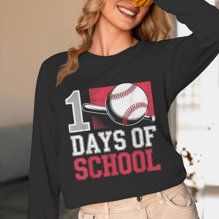 Retro 100 Days Of School Baseball Teacher Student 100 Days Unisex Long Sleeve T-Shirt